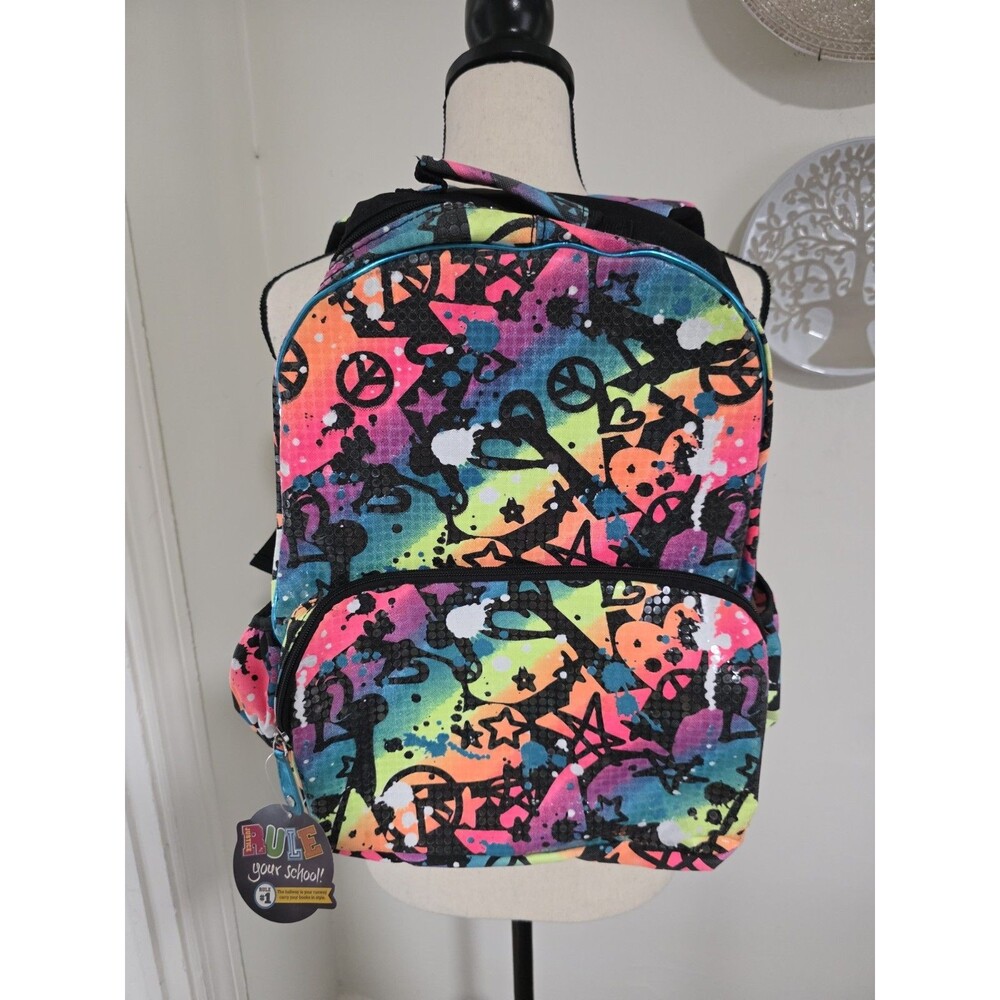 HTF School JUSTICE 2pc BACKPACK & LUNCH BOX TOTE SET EMOJI RAINBOW NwT